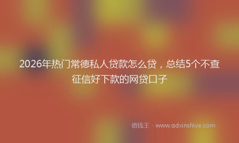 2026年热门常德私人贷款怎么贷，总结5个不查征信好下款的网贷口子