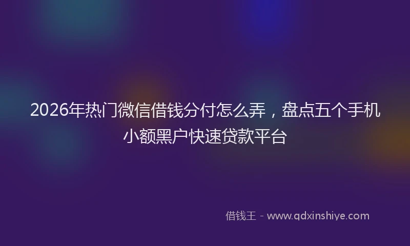 2026年热门微信借钱分付怎么弄，盘点五个手机小额黑户快速贷款平台