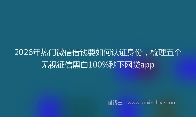 2026年热门微信借钱要如何认证身份，梳理五个无视征信黑白100%秒下网贷app