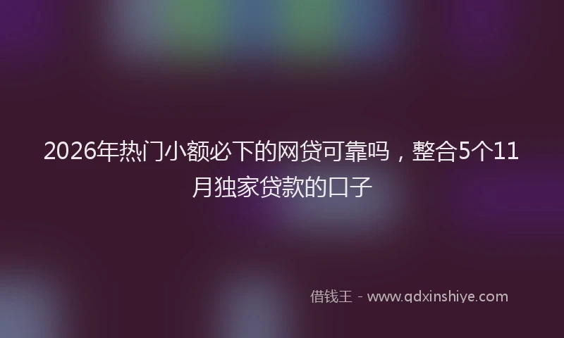 2026年热门小额必下的网贷可靠吗，整合5个11月独家贷款的口子