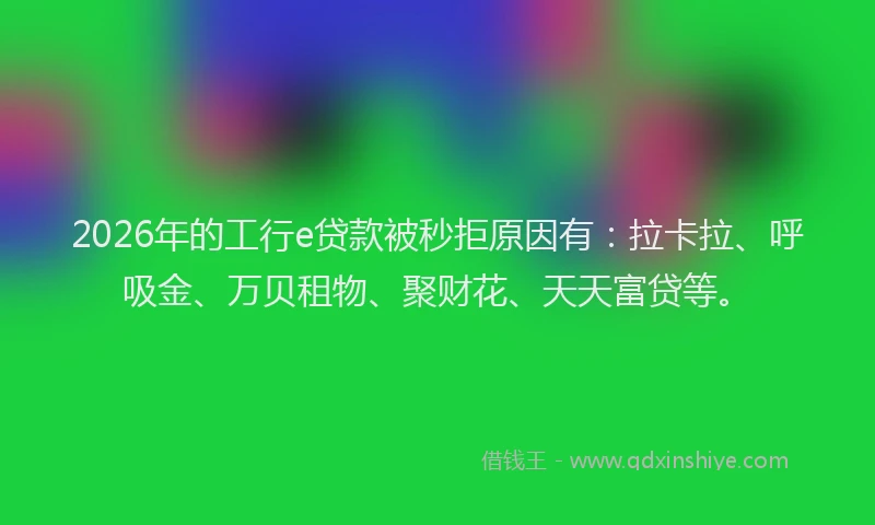 2026年的工行e贷款被秒拒原因有：拉卡拉、呼吸金、万贝租物、聚财花、天天富贷等。