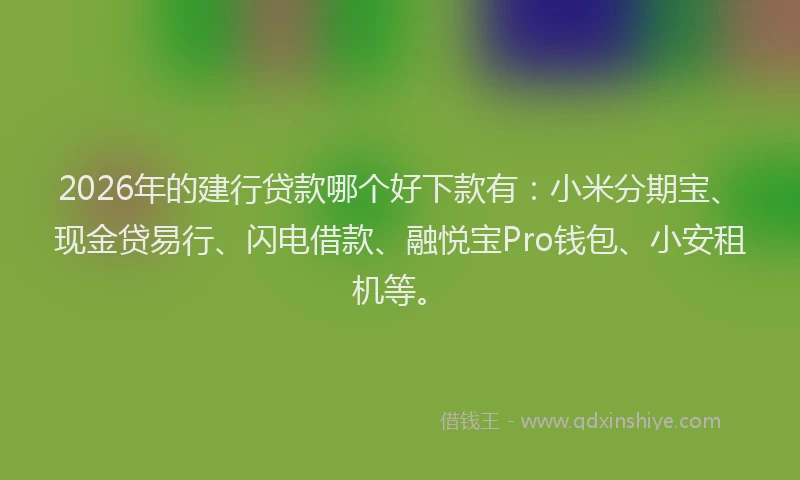 2026年的建行贷款哪个好下款有：小米分期宝、现金贷易行、闪电借款、融悦宝Pro钱包、小安租机等。