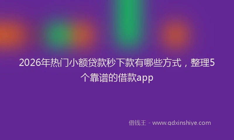 2026年热门小额贷款秒下款有哪些方式，整理5个靠谱的借款app