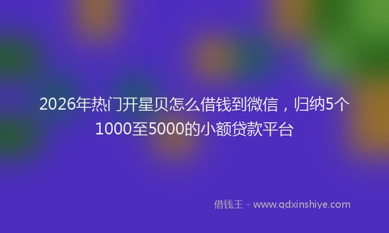 2026年热门开星贝怎么借钱到微信，归纳5个1000至5000的小额贷款平台
