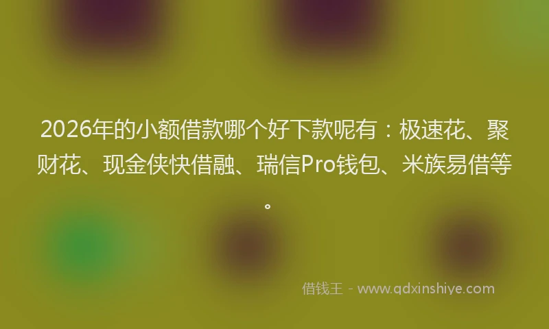 2026年的小额借款哪个好下款呢有：极速花、聚财花、现金侠快借融、瑞信Pro钱包、米族易借等。