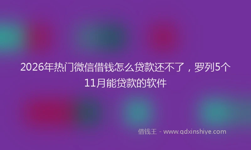2026年热门微信借钱怎么贷款还不了，罗列5个11月能贷款的软件