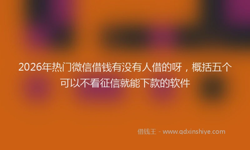 2026年热门微信借钱有没有人借的呀，概括五个可以不看征信就能下款的软件