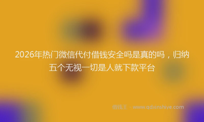 2026年热门微信代付借钱安全吗是真的吗，归纳五个无视一切是人就下款平台