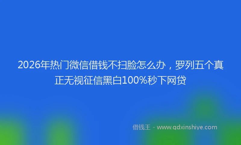 2026年热门微信借钱不扫脸怎么办，罗列五个真正无视征信黑白100%秒下网贷