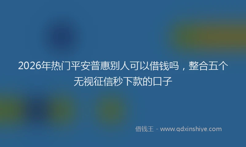 2026年热门平安普惠别人可以借钱吗，整合五个无视征信秒下款的口子