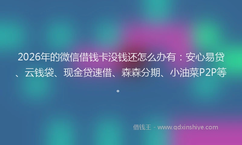 2026年的微信借钱卡没钱还怎么办有：安心易贷、云钱袋、现金贷速借、森森分期、小油菜P2P等。