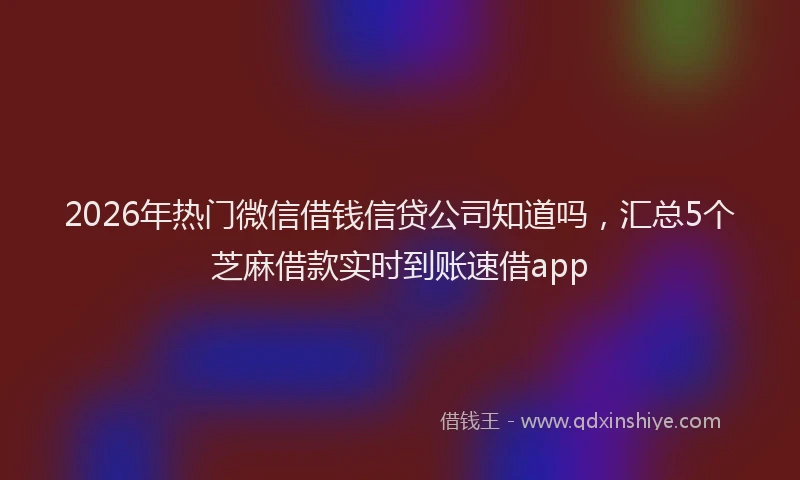 2026年热门微信借钱信贷公司知道吗,汇总5个芝麻借款实时到账速借app