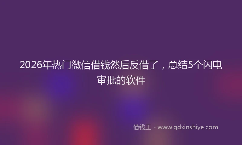 2026年热门微信借钱然后反借了，总结5个闪电审批的软件
