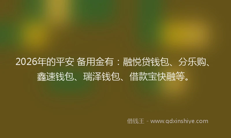 2026年的平安 备用金有：融悦贷钱包、分乐购、鑫速钱包、瑞泽钱包、借款宝快融等。