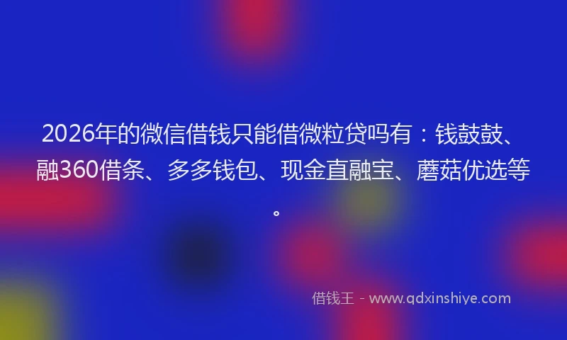 2026年的微信借钱只能借微粒贷吗有：钱鼓鼓、融360借条、多多钱包、现金直融宝、蘑菇优选等。