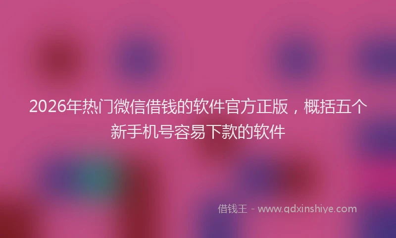 2026年热门微信借钱的软件官方正版，概括五个新手机号容易下款的软件