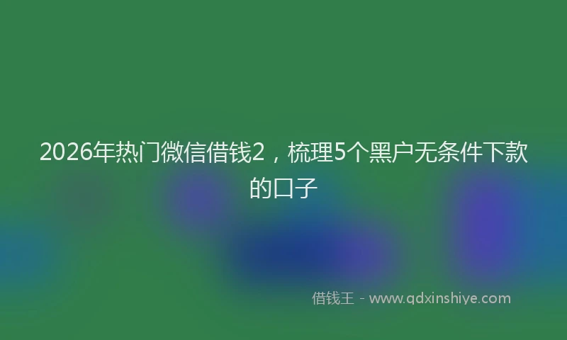 2026年热门微信借钱2，梳理5个黑户无条件下款的口子