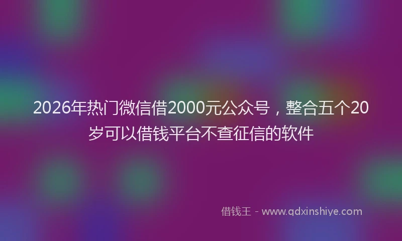 2026年热门微信借2000元公众号，整合五个20岁可以借钱平台不查征信的软件