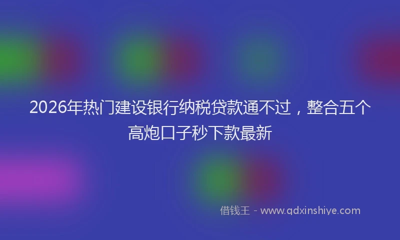 2026年热门建设银行纳税贷款通不过，整合五个高炮口子秒下款最新
