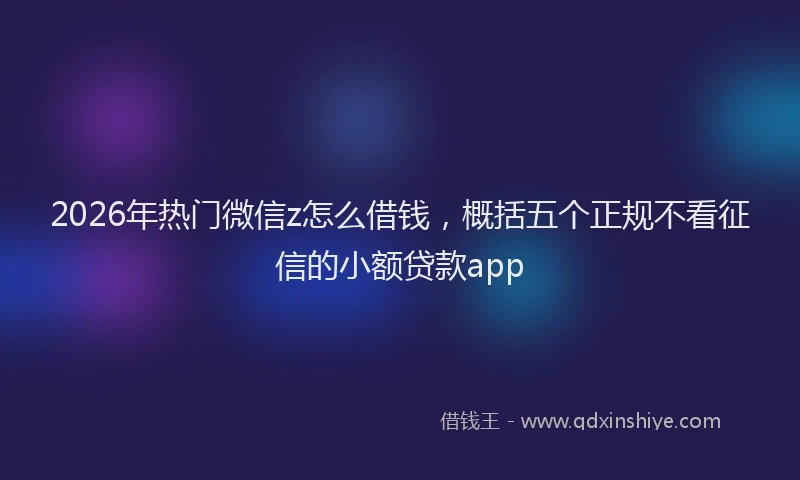 2026年热门微信z怎么借钱，概括五个正规不看征信的小额贷款app