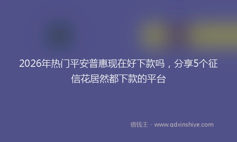 2026年热门平安普惠现在好下款吗，分享5个征信花居然都下款的平台