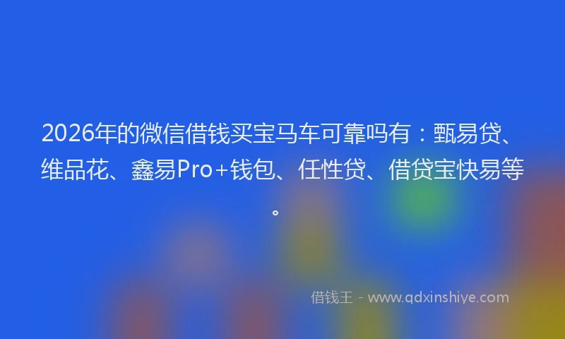 2026年的微信借钱买宝马车可靠吗有：甄易贷、维品花、鑫易Pro+钱包、任性贷、借贷宝快易等。