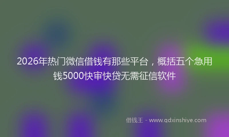 2026年热门微信借钱有那些平台，概括五个急用钱5000快审快贷无需征信软件