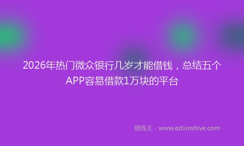 2026年热门微众银行几岁才能借钱，总结五个APP容易借款1万块的平台