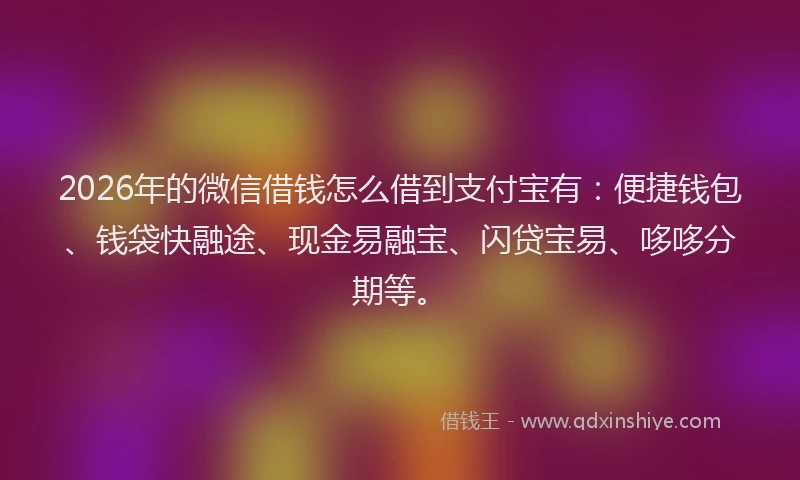 2026年的微信借钱怎么借到支付宝有：便捷钱包、钱袋快融途、现金易融宝、闪贷宝易、哆哆分期等。