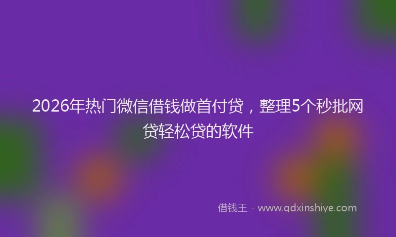2026年热门微信借钱做首付贷，整理5个秒批网贷轻松贷的软件