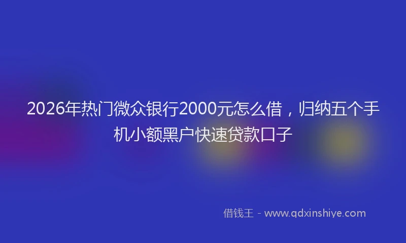 2026年热门微众银行2000元怎么借,归纳五个手机小额黑户快速贷款口子