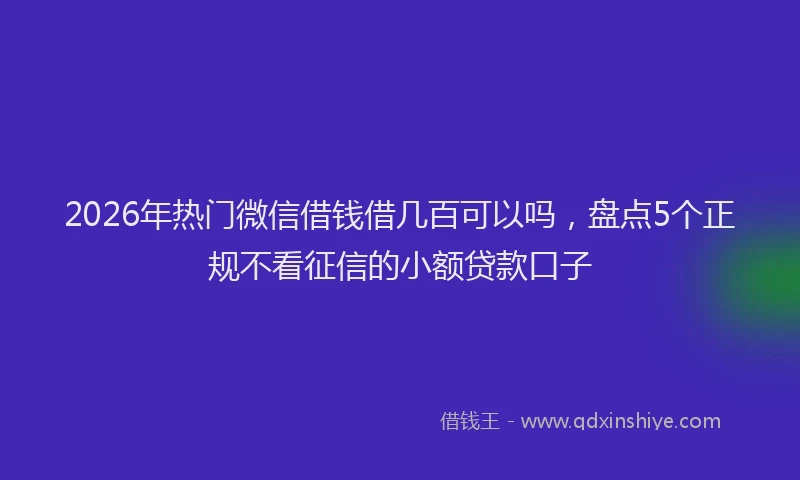 2026年热门微信借钱借几百可以吗，盘点5个正规不看征信的小额贷款口子