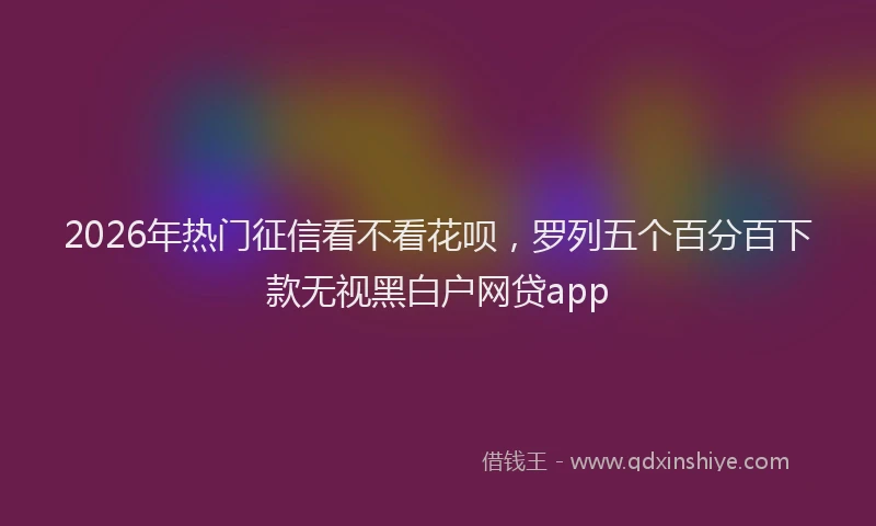 2026年热门征信看不看花呗，罗列五个百分百下款无视黑白户网贷app