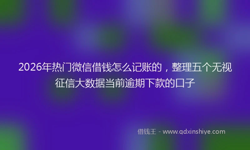 2026年热门微信借钱怎么记账的，整理五个无视征信大数据当前逾期下款的口子