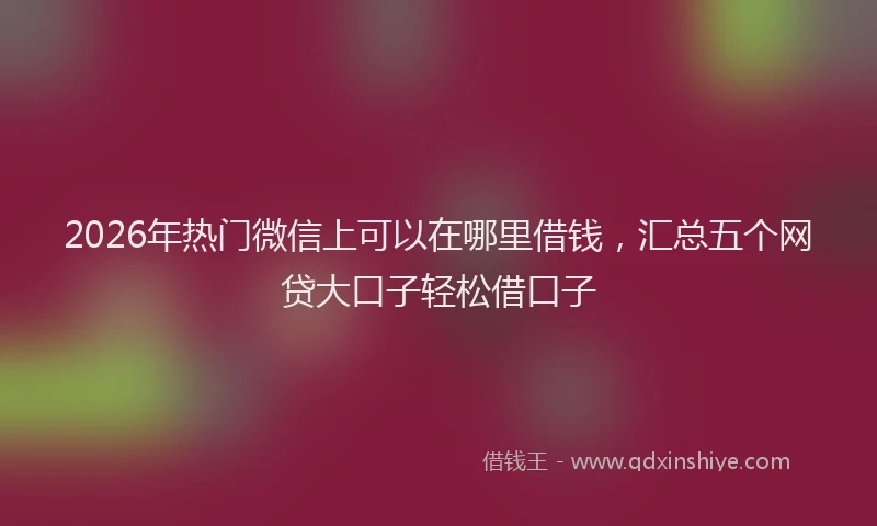 2026年热门微信上可以在哪里借钱，汇总五个网贷大口子轻松借口子