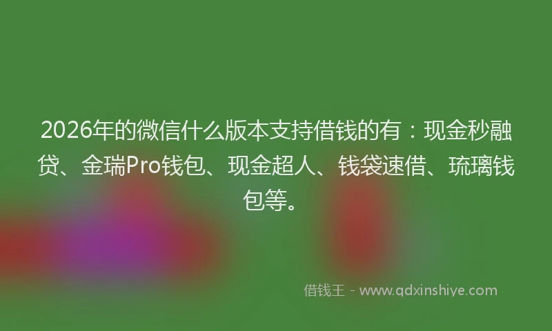 2026年的微信什么版本支持借钱的有：现金秒融贷、金瑞Pro钱包、现金超人、钱袋速借、琉璃钱包等。