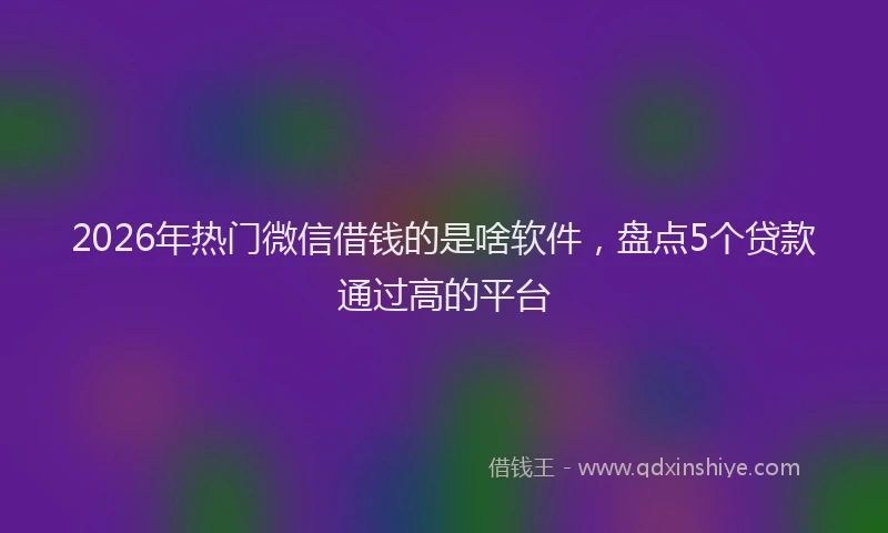 2026年热门微信借钱的是啥软件，盘点5个贷款通过高的平台
