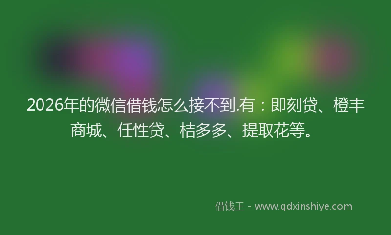 2026年的微信借钱怎么接不到.有：即刻贷、橙丰商城、任性贷、桔多多、提取花等。