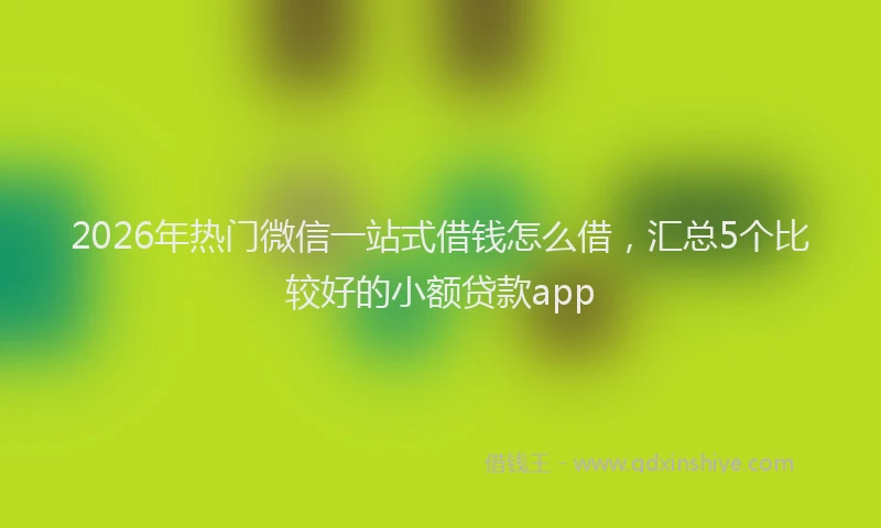 2026年热门微信一站式借钱怎么借，汇总5个比较好的小额贷款app