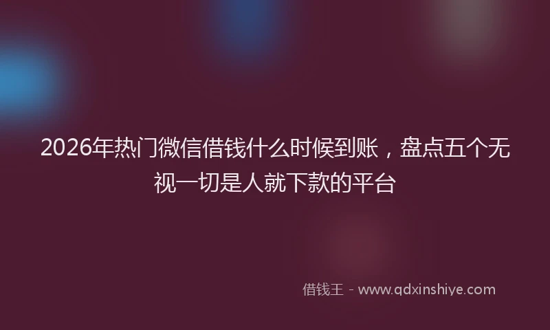 2026年热门微信借钱什么时候到账，盘点五个无视一切是人就下款的平台