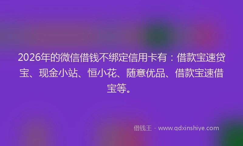 2026年的微信借钱不绑定信用卡有：借款宝速贷宝、现金小站、恒小花、随意优品、借款宝速借宝等。