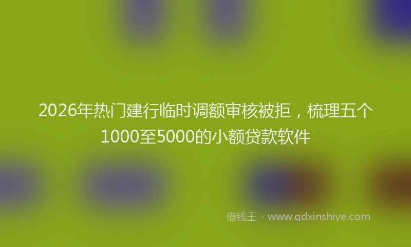 2026年热门建行临时调额审核被拒，梳理五个1000至5000的小额贷款软件