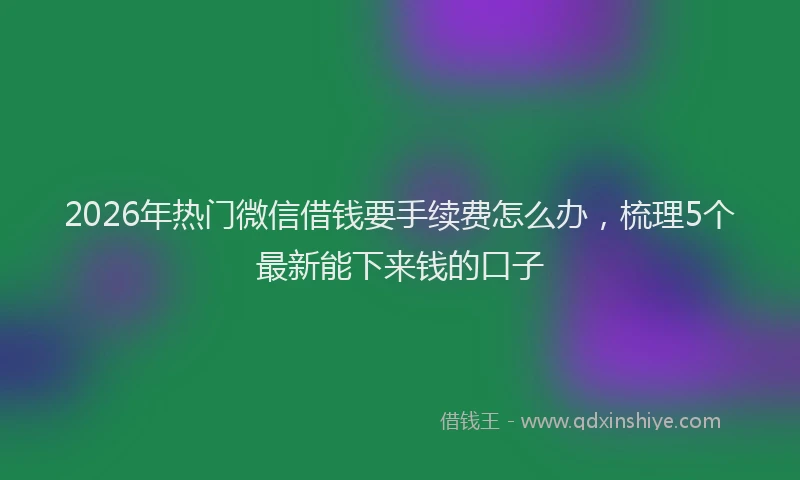 2026年热门微信借钱要手续费怎么办，梳理5个最新能下来钱的口子