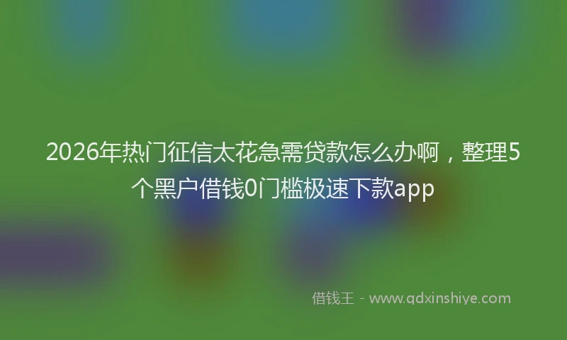 2026年热门征信太花急需贷款怎么办啊，整理5个黑户借钱0门槛极速下款app
