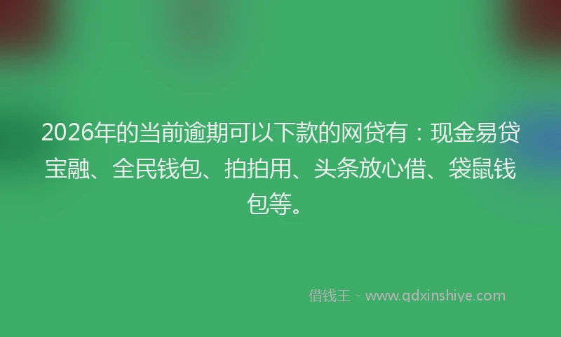 2026年的当前逾期可以下款的网贷有：现金易贷宝融、全民钱包、拍拍用、头条放心借、袋鼠钱包等。