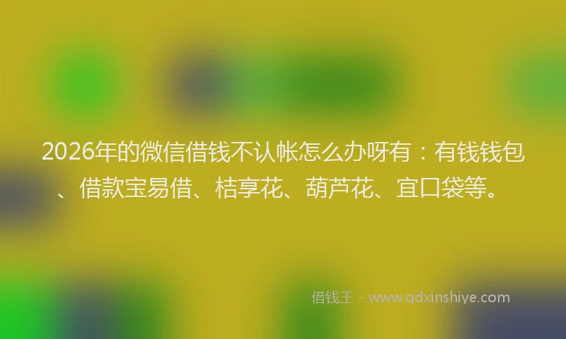 2026年的微信借钱不认帐怎么办呀有：有钱钱包、借款宝易借、桔享花、葫芦花、宜口袋等。