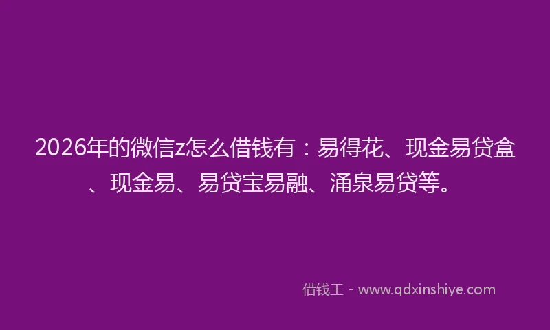 2026年的微信z怎么借钱有：易得花、现金易贷盒、现金易、易贷宝易融、涌泉易贷等。