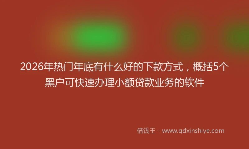 2026年热门年底有什么好的下款方式，概括5个黑户可快速办理小额贷款业务的软件