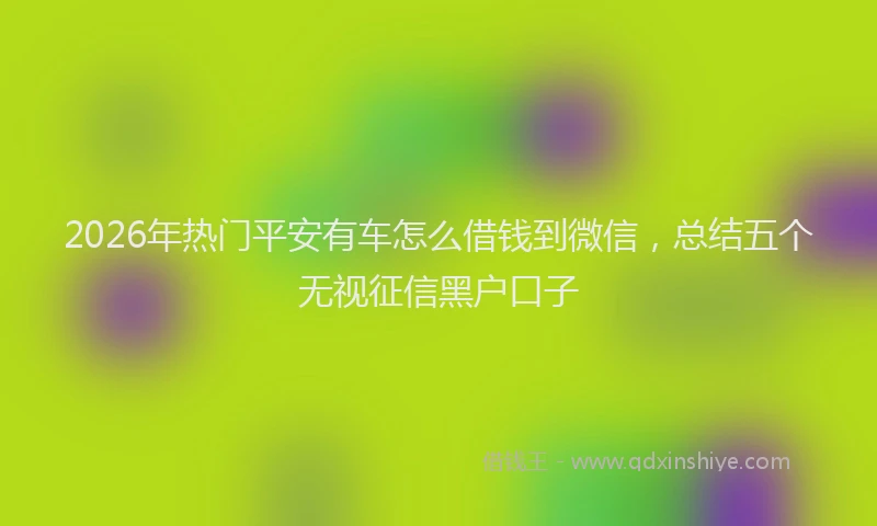 2026年热门平安有车怎么借钱到微信，总结五个无视征信黑户口子