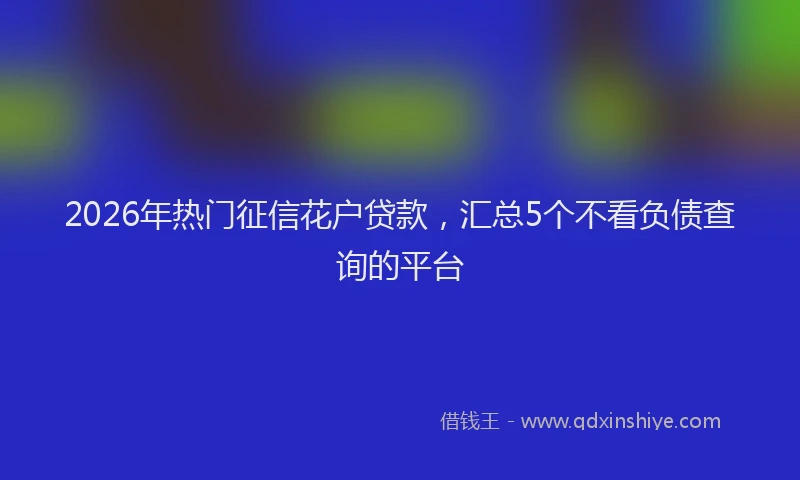 2026年热门征信花户贷款，汇总5个不看负债查询的平台